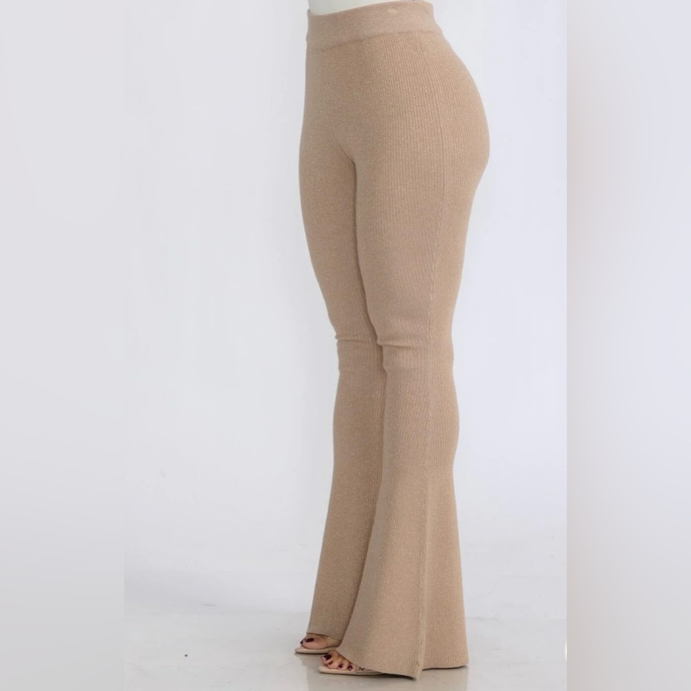 Shimmer Bell Pants-Beige